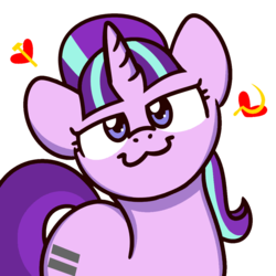 Size: 1000x1000 | Tagged: safe, artist:sugar morning, edit, starlight glimmer, pony, unicorn, g4, the cutie map, :3, communism, equal cutie mark, female, hammer, heart, lidded eyes, looking at you, s5 starlight, sickle, simple background, solo, stalin glimmer, sugar morning's smiling ponies, transparent background