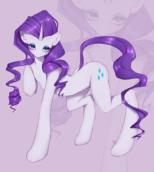 Size: 1300x1450 | Tagged: safe, artist:gomicake, rarity, pony, unicorn, g4, cutie mark, eyeshadow, female, lidded eyes, looking at you, makeup, mare, pixiv, raised hoof, solo, zoom layer