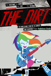 Size: 1500x2222 | Tagged: safe, rainbow dash, equestria girls, g4, my little pony equestria girls: rainbow rocks, face paint, female, guitar, musical instrument, poster, solo, tattoo, the dirt (2019)