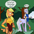 Size: 500x500 | Tagged: safe, artist:professor-ponyarity, applejack, centaur, earth pony, ponytaur, unicorn, anthro, taur, g4, anthro centaur, centaurjack, forest, rope, sling