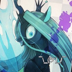 Size: 1024x1024 | Tagged: safe, artist:sibashen, queen chrysalis, changeling, changeling queen, g4, crown, fangs, female, jewelry, open mouth, profile, regalia, solo, ¯\(ツ)/¯