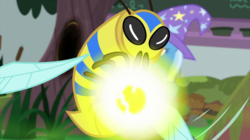 Size: 2000x1122 | Tagged: safe, screencap, trixie, bee, flash bee, insect, a horse shoe-in, g4, animal, glowing, solo focus