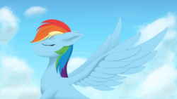 Size: 1920x1080 | Tagged: safe, artist:kota, rainbow dash, pegasus, pony, g4, female, flying, mare, solo, wallpaper, wings