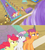 Size: 1600x1790 | Tagged: safe, edit, edited screencap, screencap, apple bloom, bandana baldwin, bloofy, bonnie rose, high stakes, may fair, scootaloo, sweetie belle, whirling mungtooth, g4, growing up is hard to do, bloomers, carpet, comic, cutie mark, cutie mark crusaders, dust cloud, fleeing, nervous, older, older apple bloom, older cmc, older scootaloo, older sweetie belle, running away, screencap comic, stool, surprised, table, the cmc's cutie marks, tornado, twister, wind