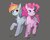 Size: 2500x2000 | Tagged: safe, artist:phattaraphorn_1, artist:tar, pinkie pie, rainbow dash, earth pony, pegasus, pony, g4, female, high res, lesbian, ship:pinkiedash, shipping, smiling, take a walk, walking, wings