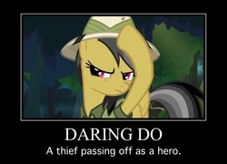 Size: 1613x1161 | Tagged: safe, edit, edited screencap, screencap, daring do, pegasus, pony, daring don't, daring doubt, g4, demotivational poster, female, jungle, meme, solo, thief, what a twist