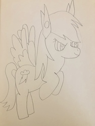 Size: 3024x4032 | Tagged: safe, artist:undeadponysoldier, rainbow dash, pegasus, pony, elements of insanity, g4, drawn with reference, female, mare, rainbine, rainbine ears, solo, traditional art