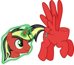 Size: 7214x6400 | Tagged: safe, artist:parclytaxel, oc, oc only, oc:prince flare, alicorn, dullahan, pony, .svg available, absurd resolution, alicorn oc, commission, cursed image, detachable head, disembodied head, flying, headless, levitation, looking up, magic, male, modular, not salmon, raised hoof, self-levitation, simple background, solo, stallion, telekinesis, transparent background, vector, wat