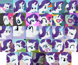 Size: 1500x1250 | Tagged: safe, screencap, pinkie pie, rainbow dash, rarity, sweetie belle, pony, unicorn, g4, games ponies play, just for sidekicks, magical mystery cure, season 3, sleepless in ponyville, spike at your service, the crystal empire, too many pinkie pies, compilation, scrunchy face
