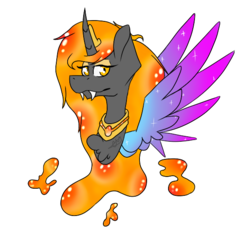 Size: 595x558 | Tagged: safe, artist:chazmazda, oc, oc:vortex, alicorn, pony, alicorn oc, bust, colored, colored wings, fangs, flat colors, horn, portrait, simple background, transparent background, wings