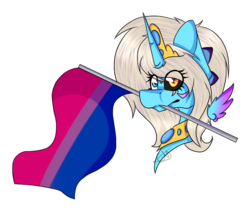 Size: 700x600 | Tagged: safe, artist:chazmazda, oc, oc only, oc:charlie gallaxy-starr, alicorn, pony, bisexual, bust, female, flag, mare, mouth hold, shade, simple background, sketch, transparent background