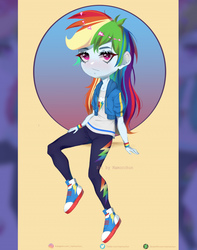 Size: 1280x1621 | Tagged: safe, artist:mamocchun, rainbow dash, equestria girls, g4, chibi, converse, female, lidded eyes, shoes, sneakers, solo, unamused