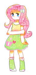 Size: 800x1644 | Tagged: safe, artist:guokm, fluttershy, equestria girls, g4, cute, female, human coloration, shyabetes, simple background, solo, white background