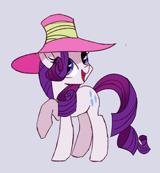 Size: 1818x1966 | Tagged: safe, artist:ivyredmond, rarity, pony, unicorn, g4, cute, female, gray background, hat, mare, open mouth, raribetes, simple background, solo