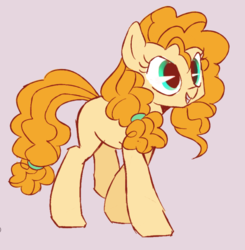 Size: 556x568 | Tagged: safe, artist:ivyredmond, pear butter, earth pony, pony, g4, female, gray background, grin, mare, missing cutie mark, simple background, smiling, solo