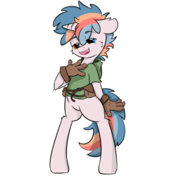 Size: 5000x5000 | Tagged: safe, artist:frowfrow, oc, oc:dr.miles, pony, unicorn, artificial hands, bipedal, cheek fluff, clothes, heterochromia, solo