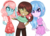 Size: 1053x759 | Tagged: safe, artist:fantarianna, ocellus, silverstream, yona, equestria girls, g4, blue hair, bow, bracelet, braid, brown hair, clothes, cute, diaocelles, diastreamies, dress, equestria girls-ified, hair bow, headband, jewelry, necklace, pink hair, shirt, simple background, skirt, transparent background, yonadorable