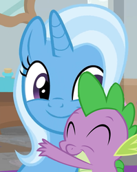 Size: 680x853 | Tagged: safe, edit, edited screencap, editor:undeadponysoldier, screencap, spike, trixie, a horse shoe-in, g4, cropped, female, male, shipping, spixie, straight
