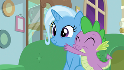 Size: 1920x1080 | Tagged: safe, edit, edited screencap, editor:undeadponysoldier, screencap, spike, trixie, g4, student counsel, female, male, momma trixie, shipping, spixie, straight