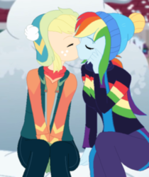 Size: 506x602 | Tagged: safe, artist:appledashian, artist:faithydash, applejack, rainbow dash, equestria girls, equestria girls specials, g4, my little pony equestria girls: better together, my little pony equestria girls: holidays unwrapped, female, lesbian, ship:appledash, shipping