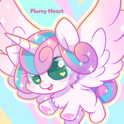 Size: 800x800 | Tagged: safe, artist:snow angel, princess flurry heart, alicorn, pony, g4, baby, baby pony, chest fluff, cute, female, filly, flurrybetes, flying, foal, heart, heart eyes, hoof heart, solo, sparkles, underhoof, wingding eyes
