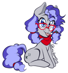 Size: 2181x2329 | Tagged: safe, artist:calisdraws, oc, oc only, oc:cinnabyte, pony, :p, adorkable, bandana, cinnabetes, cute, dork, glasses, high res, meganekko, ocbetes, pigtails, silly, solo, tongue out
