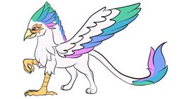 Size: 1024x576 | Tagged: safe, artist:zafurra, princess celestia, griffon, g4, colored wings, colored wingtips, female, simple background, solo, species swap, white background