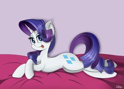 Size: 1280x922 | Tagged: safe, artist:sadtrooper, rarity, pony, unicorn, g4, chest fluff, cute, ear fluff, female, looking at you, mare, resting, smiling, solo, tongue out