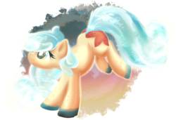 Size: 1800x1231 | Tagged: safe, artist:tiothebeetle, oc, oc only, oc:cerulean star, pony, starfish, blue mane, female, jumping, mare, solo, sparkles, sparkly, water, water mane