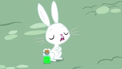 Size: 1920x1080 | Tagged: safe, screencap, angel bunny, rabbit, g4, she talks to angel, animal, eyes closed, male, potion, solo, vial
