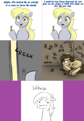 Size: 1562x2254 | Tagged: safe, artist:jitterbugjive, derpy hooves, doctor whooves, time turner, pony, lovestruck derpy, g4, ask, food, key, love poison, muffin, sleeping, tumblr