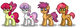 Size: 485x180 | Tagged: safe, artist:venombronypl, apple bloom, babs seed, scootaloo, sweetie belle, earth pony, pony, pony town, g4, cutie mark crusaders, simple background, transparent background
