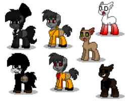 Size: 500x400 | Tagged: safe, artist:venombronypl, pony, pony town, class d personel, scp containment breach, scp foundation, scp-049, scp-049-2, scp-096, scp-106, scp-173, scp-990, simple background