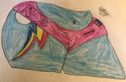 Size: 2048x1336 | Tagged: safe, artist:theanimefanz, rainbow dash, pony, g4, bisexual pride flag, booty shorts, traditional art