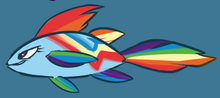 Size: 220x98 | Tagged: safe, artist:atryl, rainbow dash, fish, rainbow trout, g4, cropped, female, fishified, maybe salmon, not salmon, salmon yet not salmon, smiling, smirk, solo, species swap, wat
