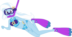 Size: 1024x538 | Tagged: safe, artist:zefrenchm, trixie, equestria girls, equestria girls series, forgotten friendship, g4, bikini, clothes, cute, diatrixes, dive mask, female, flippers (gear), goggles, sleeveless, snorkel, solo, swimsuit, trixie's beach shorts swimsuit, vector
