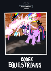 Size: 1000x1400 | Tagged: safe, artist:horsesplease, pinkie pie, rainbow dash, twilight sparkle, pony, g4, assimilation, blast, codex, crossover, evil smile, grin, imminent assimilation, magic, magic blast, parody, ponified, ponyhammer, ponyhammer 40k, pronking, smiling, sonic rainboom, this will end in assimilation, warhammer (game), warhammer 40k, welcome to the herd