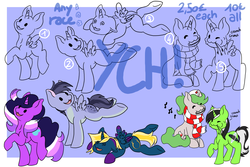Size: 3000x2000 | Tagged: safe, artist:noxi1_48, alicorn, earth pony, pegasus, pony, unicorn, advertisement, commission, high res, ocs everywhere, your character here