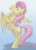 Size: 914x1280 | Tagged: safe, artist:suspega, applejack, fluttershy, bat pony, pegasus, pony, g4, bat ponified, bat wings, bipedal, blue background, butt, female, fetish, flutterbat, flutterpred, frog (hoof), gradient background, mare, micro, plot, preyjack, race swap, red eyes, simple background, size difference, spread wings, swallowing, tail, tail sticking out, throat bulge, underhoof, vore, wings