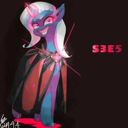 Size: 1000x1000 | Tagged: safe, artist:sozglitch, trixie, pony, unicorn, g4, magic duel, alicorn amulet, female, glowing horn, grin, horn, looking at you, mare, smiling, solo, sombra eyes