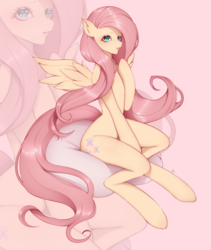 Size: 1300x1540 | Tagged: safe, artist:gomicake, fluttershy, pegasus, pony, semi-anthro, g4, arm hooves, cute, cutie mark, female, mare, shyabetes, sitting, solo, zoom layer