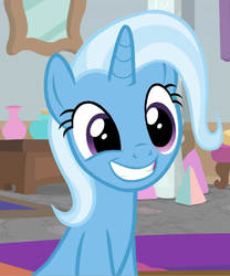 Size: 556x667 | Tagged: safe, screencap, trixie, pony, unicorn, a horse shoe-in, g4, cropped, cute, diatrixes, female, grin, mare, smiling, solo