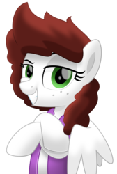 Size: 3363x5000 | Tagged: safe, alternate version, artist:jhayarr23, oc, oc only, oc:graph travel, pegasus, pony, background removed, clothes, female, freckles, looking at you, mare, simple background, smiling, solo, transparent background, vest