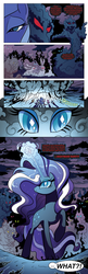 Size: 651x2000 | Tagged: safe, artist:amy mebberson, edit, idw, applejack, fluttershy, jerome, larry, nightmare rarity, pinkie pie, princess luna, rainbow dash, rarity, shadowfright, twilight sparkle, alicorn, earth pony, nightmare forces, pegasus, pony, unicorn, comic:friendship is dragons, g4, spoiler:comic, spoiler:comic08, ..., betrayal, comic, crying, dialogue, female, glowing eyes, glowing horn, horn, mane six, mare, nightmare (entity), nightmare creature, nightmare rarity (arc), raised hoof, s1 luna, text edit, unicorn twilight, unnamed character, unnamed nightmare forces