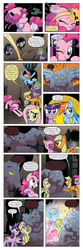 Size: 651x1962 | Tagged: safe, artist:amy mebberson, edit, idw, official comic, applejack, fluttershy, jerome, pinkie pie, rainbow dash, spike, twilight sparkle, dragon, earth pony, nightmare forces, pegasus, pony, unicorn, comic:friendship is dragons, g4, spoiler:comic, spoiler:comic08, bag, comic, dialogue, eyes closed, female, glowing, grin, key, male, mare, nightmare rarity (arc), onomatopoeia, pictogram, raised hoof, riding, smiling, text edit, unicorn twilight