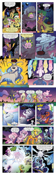 Size: 651x2000 | Tagged: safe, artist:amy mebberson, edit, idw, official comic, apple bloom, applejack, fluttershy, granny smith, jerome, larry, nightmare rarity, pinkie pie, princess luna, rainbow dash, rarity, shadowfright, spike, sweetie belle, time twister, twilight sparkle, dragon, earth pony, nightmare forces, pegasus, pony, unicorn, comic:friendship is dragons, g4, spoiler:comic, spoiler:comic08, armor, blast, clothes, comic, dialogue, eyes closed, female, filly, flying, full moon, glowing horn, helmet, horn, lidded eyes, magic, magic beam, magic blast, male, mane seven, mane six, mare, moon, night, nightmare (entity), nightmare creature, nightmare rarity (arc), pointing, pronking, raised hoof, s1 luna, scarf, sitting, stallion, stars, sweat, text edit, unicorn twilight, unnamed character, unnamed nightmare forces