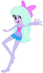 Size: 3768x6408 | Tagged: safe, artist:jawsandgumballfan24, flitter, equestria girls, g4, barefoot, bow, clothes, cute, equestria girls-ified, feet, female, flitterbetes, hair bow, shorts, solo, tank top