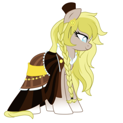 Size: 3000x3000 | Tagged: safe, artist:crystal-tranquility, oc, oc only, oc:princess chrono, pony, clothes, dress, female, gala dress, hat, high res, mare, race swap, simple background, solo, transparent background
