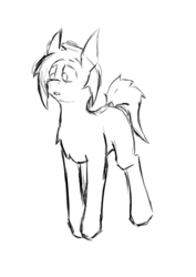 Size: 526x742 | Tagged: safe, artist:milesseventh, derpibooru exclusive, oc, oc only, earth pony, pony, lineart, monochrome, simple background, sketch, solo, standing, white background