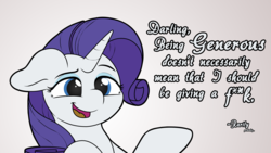 Size: 3880x2182 | Tagged: safe, artist:ljdamz1119, rarity, pony, unicorn, g4, censored vulgarity, darling, female, high res, mare, smiling, solo